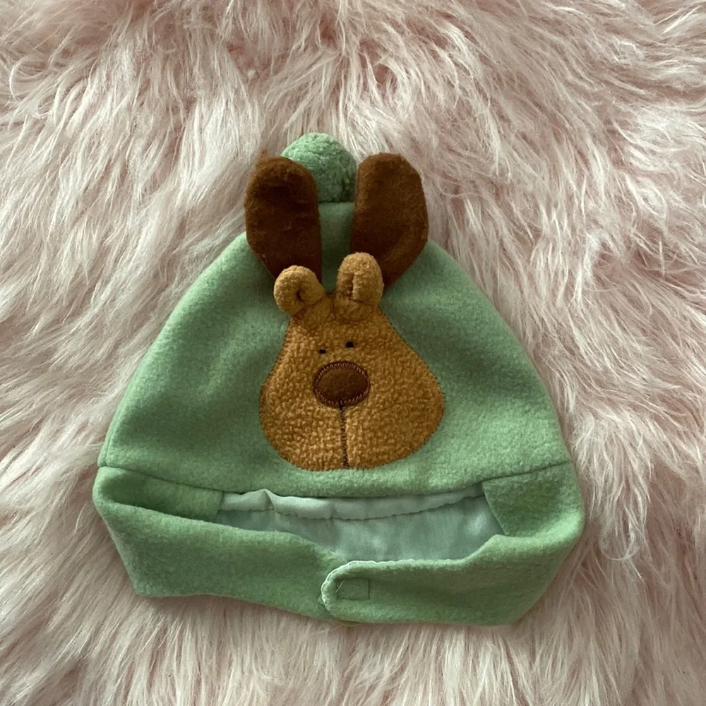 Cute! Dog Short Teddy Reindeer Pom Pom Hat Fall Winter Snow Christmas Holiday